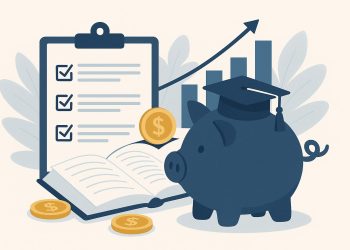 Stack of books, graduation cap, and piggy bank symbolizing smart college savings strategies