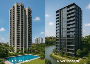 Chuan Park vs River Modern: 2-bedroom apartment investment comparison with exterior views