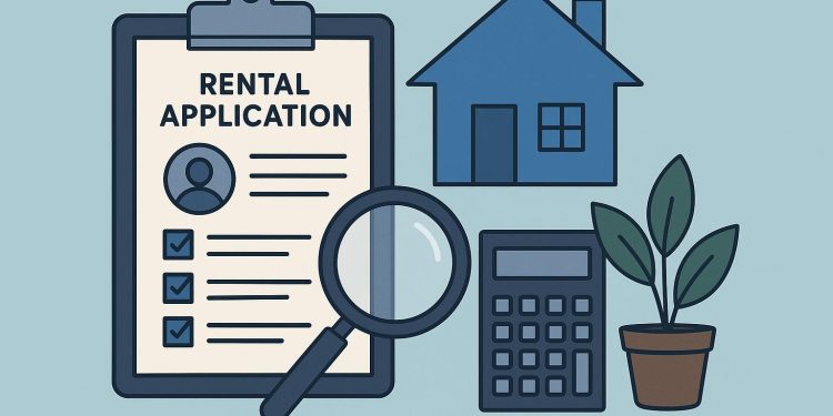 Rental application forms and documents on a desk, representing tenant evaluation process