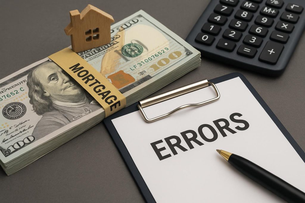 Mortgage paperwork and calculator highlighting key steps to prevent mortgage errors
