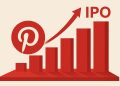 Pinterest logo with stock market growth chart illustrating its path to a successful IPO