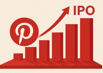 Pinterest logo with stock market growth chart illustrating its path to a successful IPO