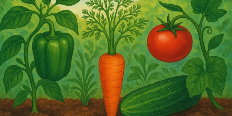 Assorted easy-to-grow vegetables in a garden bed, ideal for beginner gardeners