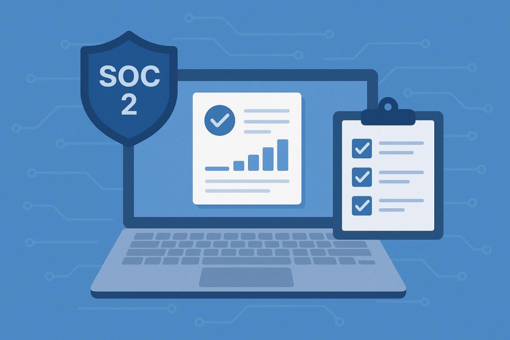SOC 2 compliance software dashboard automating audit processes with security and analytics features
