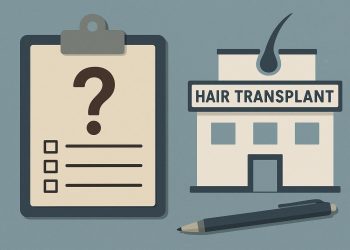 Hair transplant consultation with doctor discussing options at a modern medical clinic