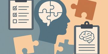 Brain graphics illustrating cognitive screening versus neuropsychological testing concepts